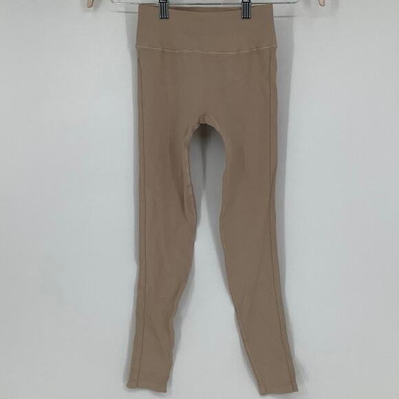 Spiritual Gangster Size M/L Beige Icon Leggings Ribbed High Waisted N4-2 - Picture 2 of 6